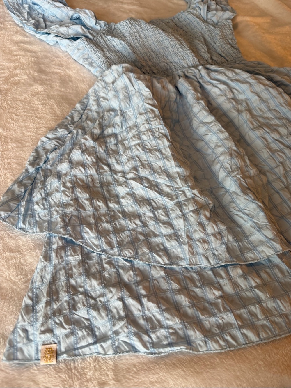 Simply Southern Light Blue Crinkle Ruffled Smocked Dress - Picture 5 of 14